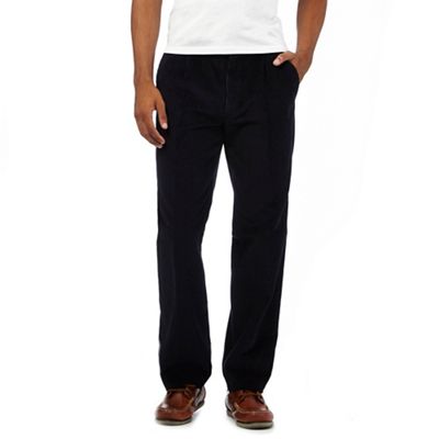Maine New England Big and Tall navy cord active waistband trousers